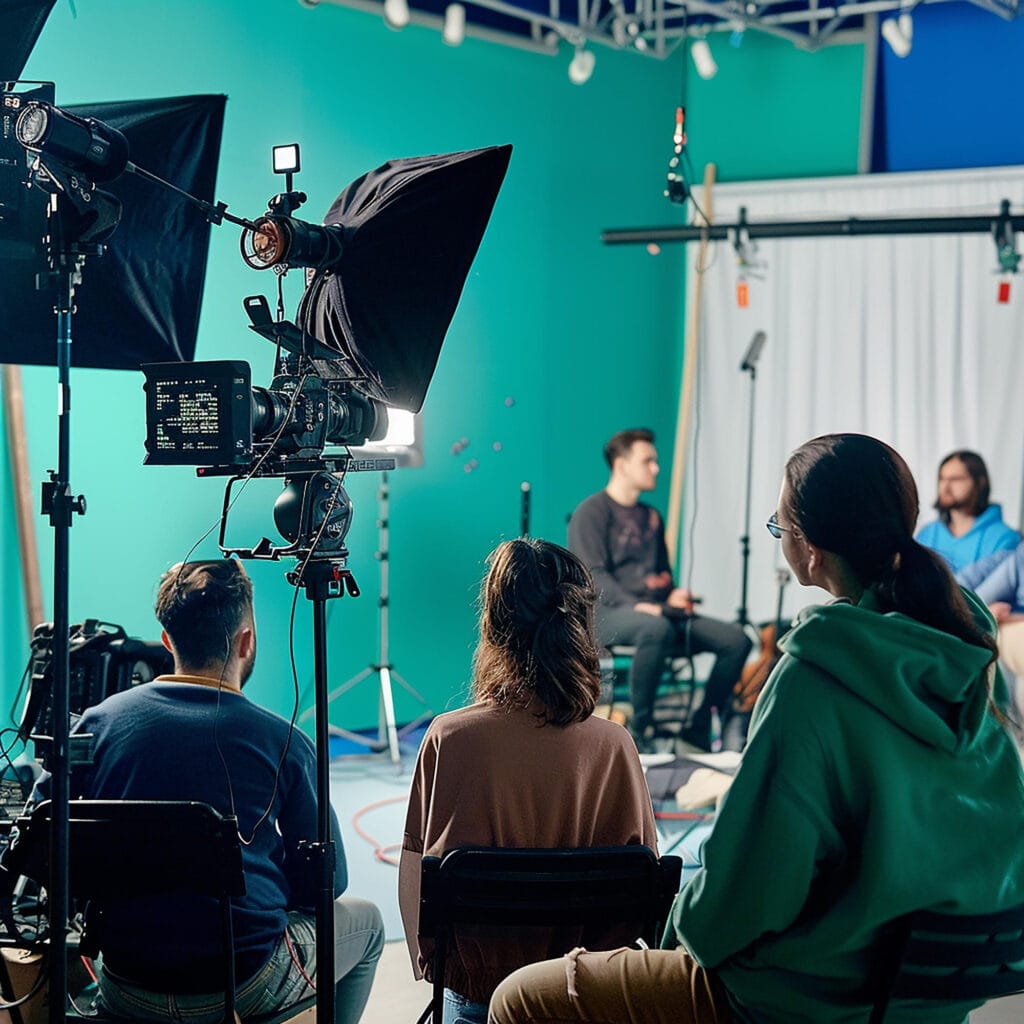 Grabación de video en estudio profesional con equipo de filmación